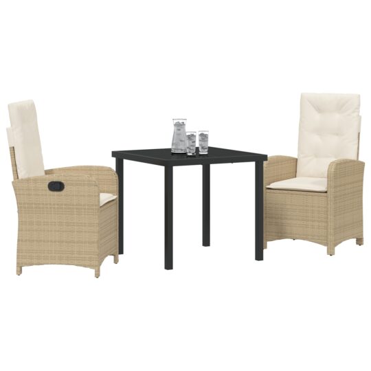 3380281 3 Set de masă pentru grădină 3 pcs Bej poliratan 3380281 3