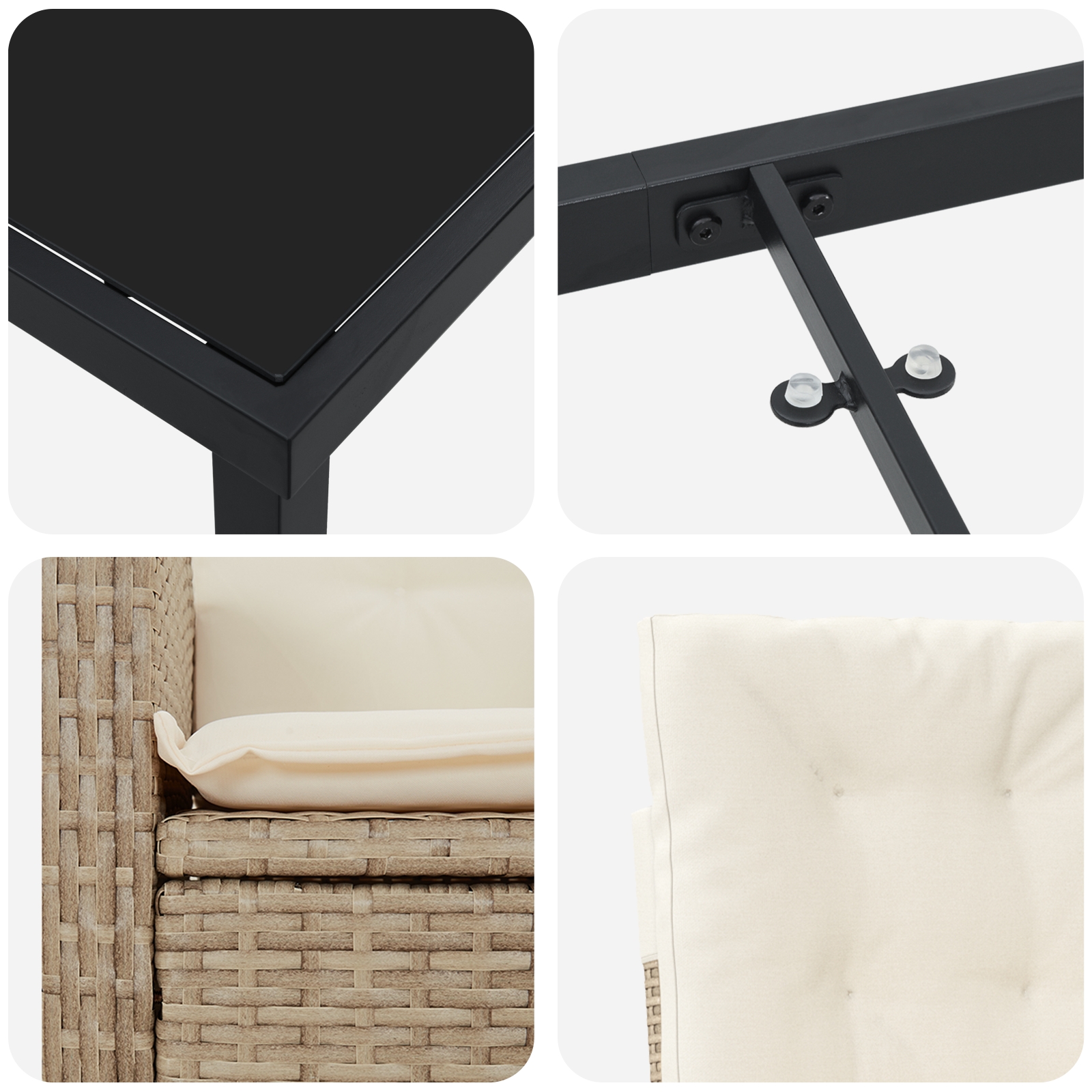 3380281 9 Set de masă pentru grădină 3 pcs Bej poliratan Set de masă pentru grădină 3 pcs Bej poliratan - imagine 9