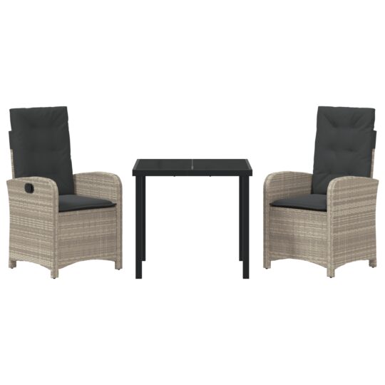 3380295 7 Set de masă pentru grădină 3 pcs Gri deschis poliratan 3380295 7