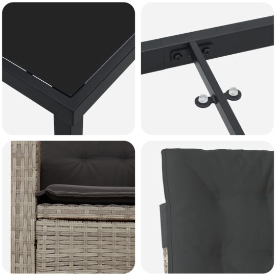 3380295 9 Set de masă pentru grădină 3 pcs Gri deschis poliratan 3380295 9