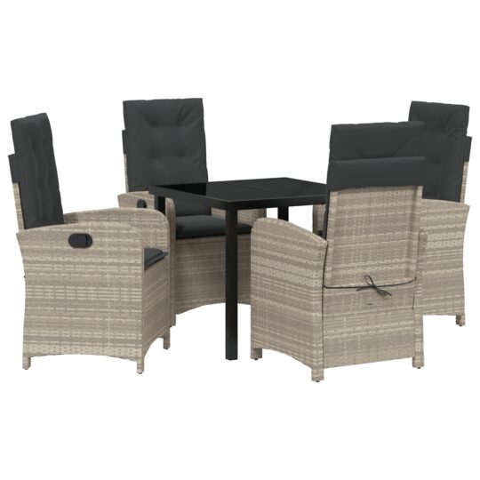 Alternative view of Set de masă pentru grădină 5 pcs Gri deschis poliratan