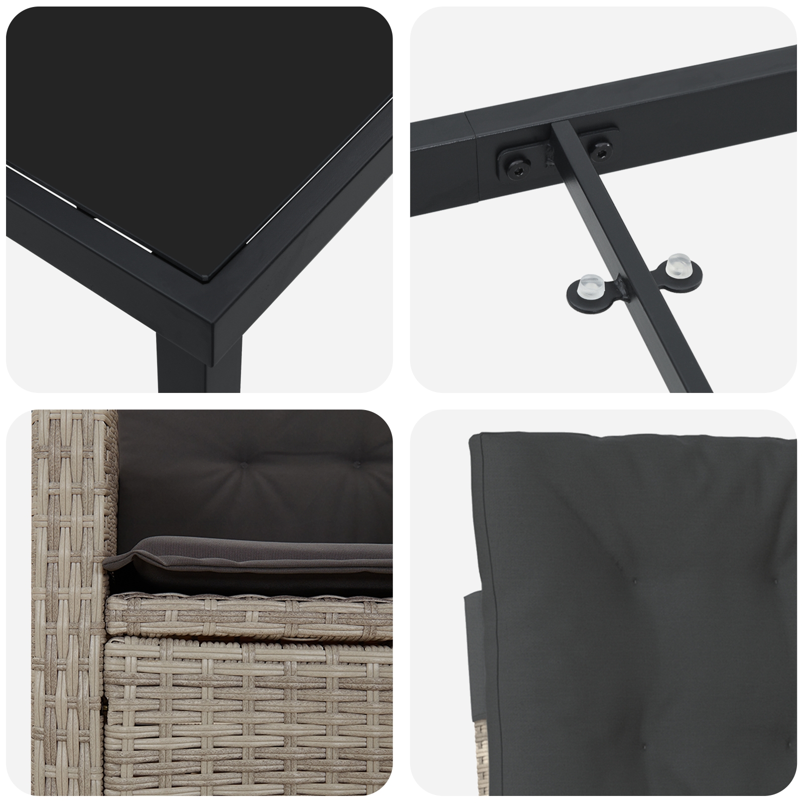 3380301 9 Set de dining de grădină 9 piese cu perne Gri deschis Ratan Poli Set de dining de grădină 9 piese cu perne Gri deschis Ratan Poli - imagine 9