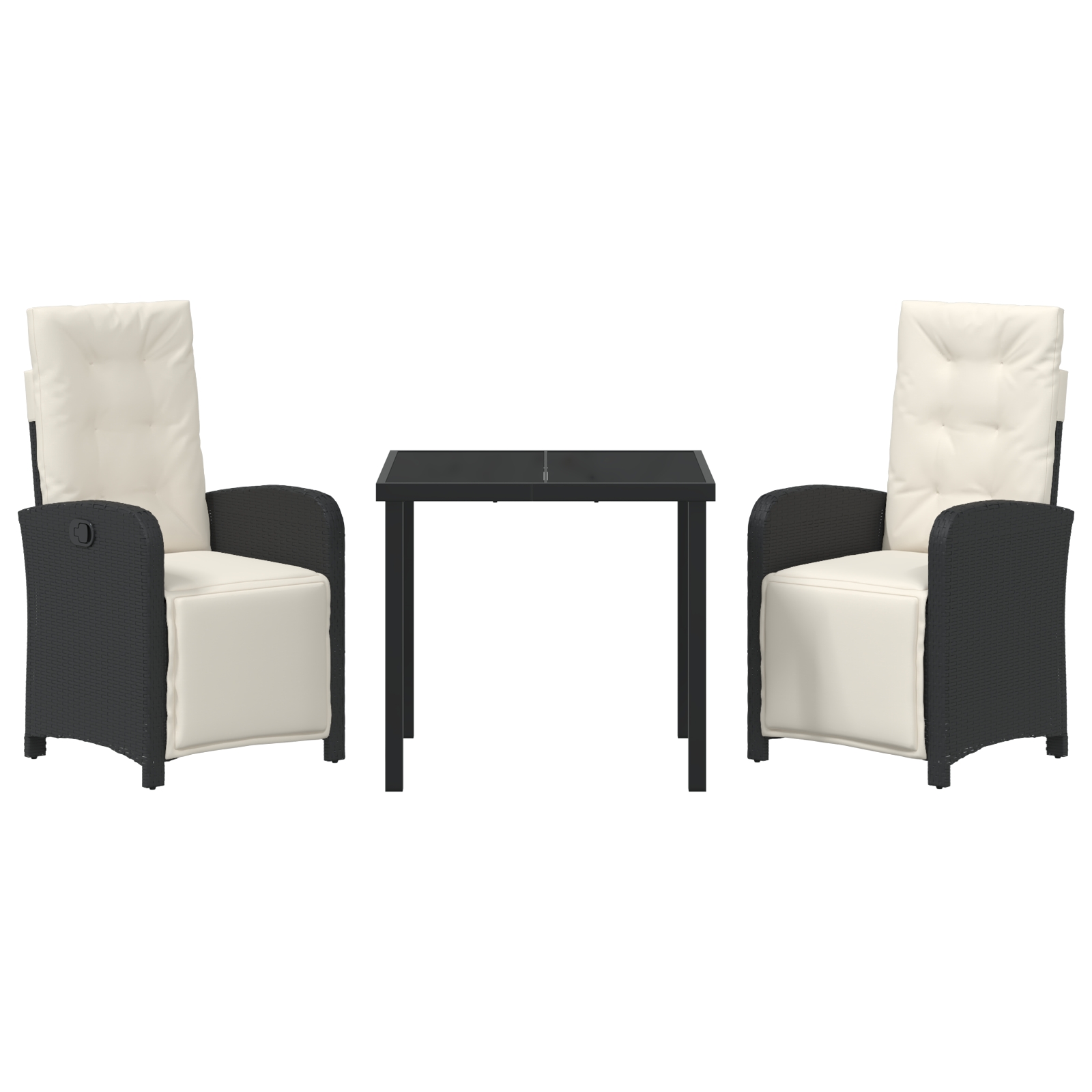 3380302 6 Set de masă pentru grădină 3 pcs Negru poliratan Set de masă pentru grădină 3 pcs Negru poliratan - imagine 6