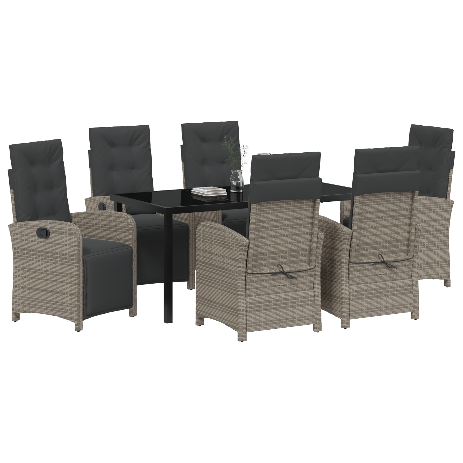 3380327 3 Set de masă pentru grădină 7 pcs Gri poliratan Set de masă pentru grădină 7 pcs Gri poliratan - imagine 3