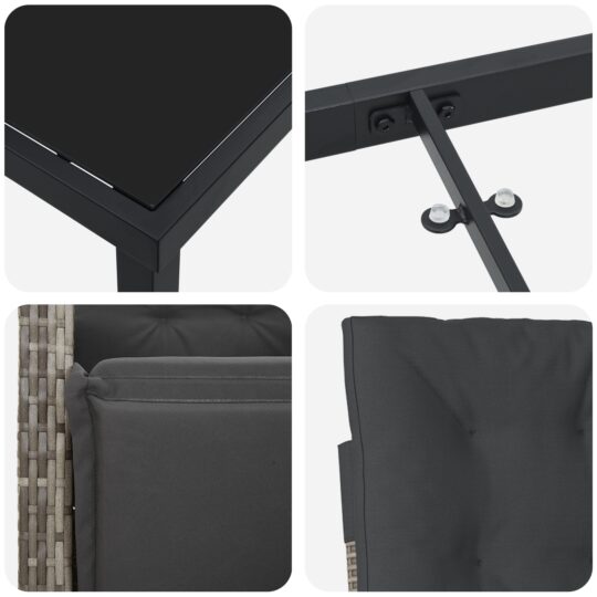 3380327 9 Set de masă pentru grădină 7 pcs Gri poliratan 3380327 9