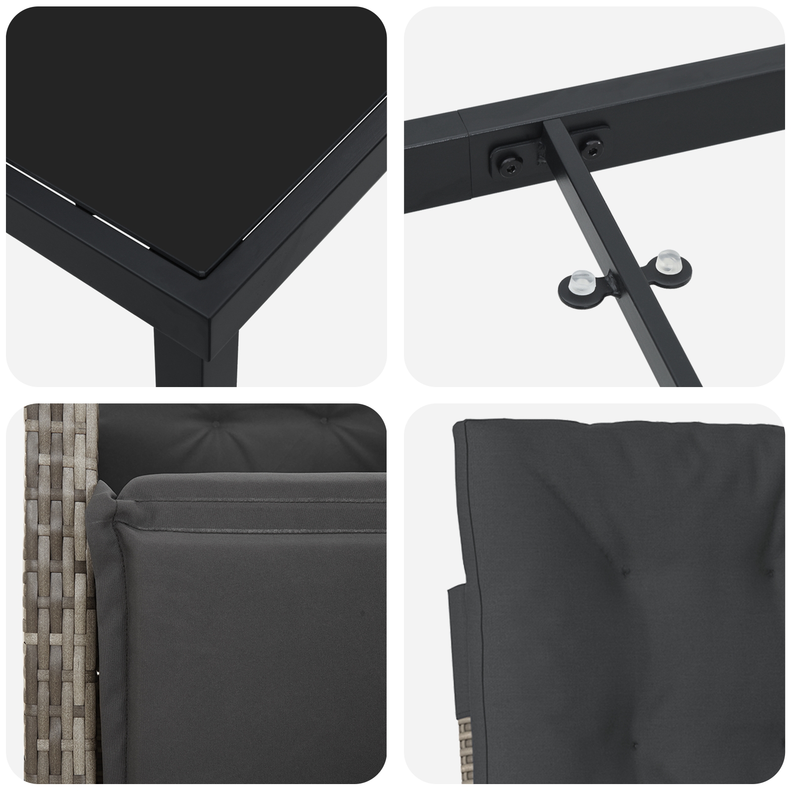 3380327 9 Set de masă pentru grădină 7 pcs Gri poliratan Set de masă pentru grădină 7 pcs Gri poliratan - imagine 9