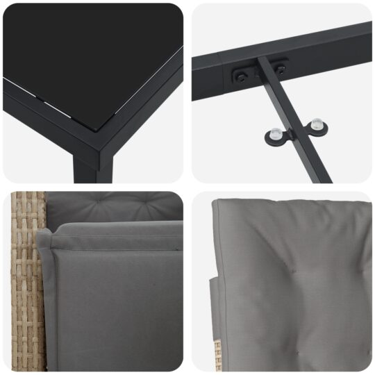 3380337 9 Set de masă pentru grădină 3 pcs Bej poliratan 3380337 9