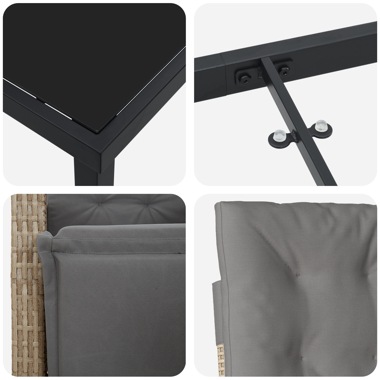 3380337 9 Set de masă pentru grădină 3 pcs Bej poliratan Set de masă pentru grădină 3 pcs Bej poliratan - imagine 9