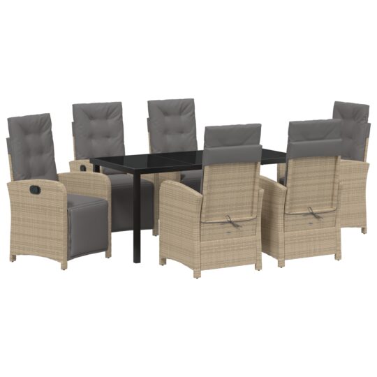 Alternative view of Set de masă pentru grădină 7 pcs Bej poliratan