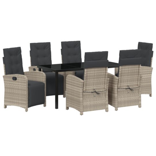 Alternative view of Set de masă pentru grădină 7 pcs Gri deschis poliratan