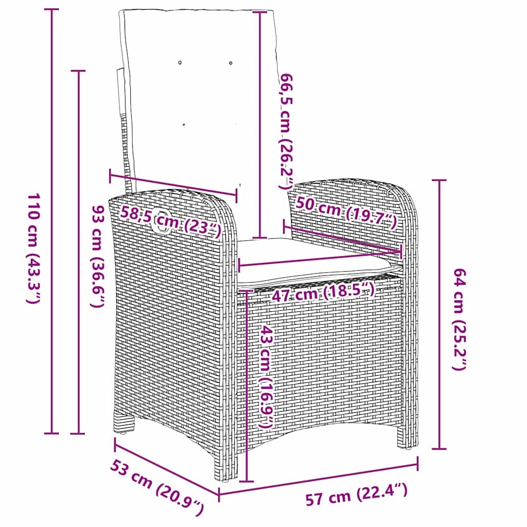 3380356 10 Set de dining pentru grădină cu 7 piese, cu perne, din ratan gri Set de dining pentru grădină cu 7 piese, cu perne, din ratan gri - imagine 10
