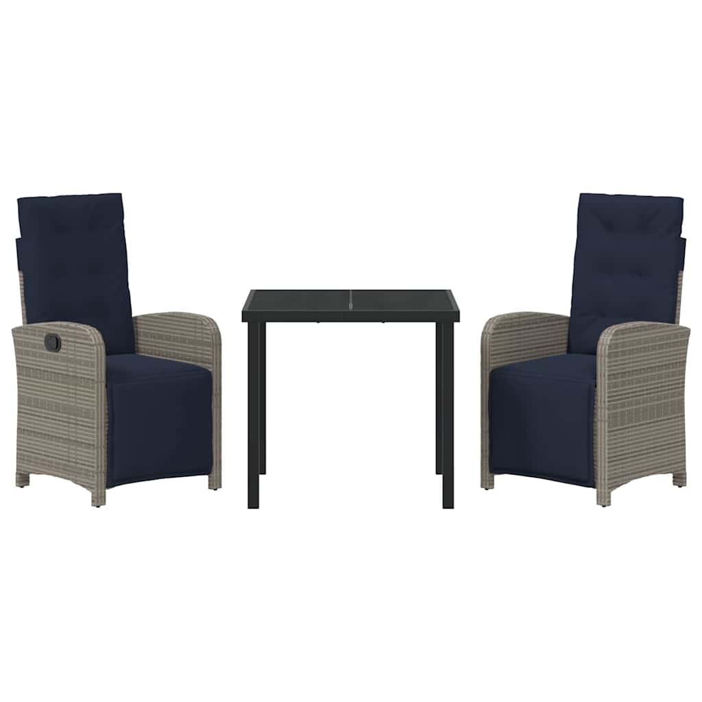 3380358 7 Set de masă pentru grădină 3 pcs Gri poliratan Set de masă pentru grădină 3 pcs Gri poliratan - imagine 7