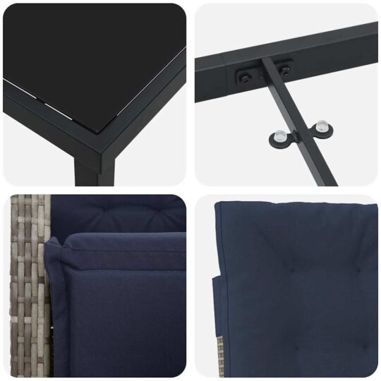 3380358 9 Set de masă pentru grădină 3 pcs Gri poliratan 3380358 9