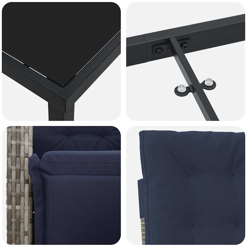 3380358 9 Set de masă pentru grădină 3 pcs Gri poliratan Set de masă pentru grădină 3 pcs Gri poliratan - imagine 9