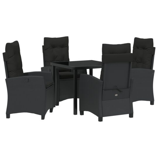 Alternative view of Set de masă pentru grădină 5 pcs Negru poliratan