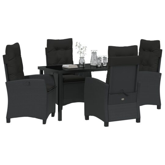 3380374 3 Set de masă pentru grădină 5 pcs Negru poliratan 3380374 3