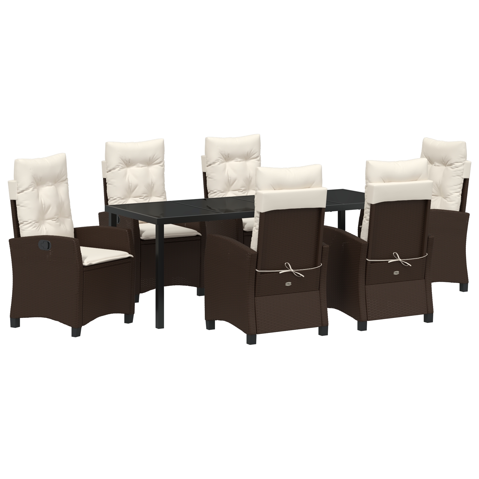 3380384 2 Set de 7 Piese pentru Servirea Cinei în Grădină cu Perne Maro Poliratan Set de 7 Piese pentru Servirea Cinei în Grădină cu Perne Maro Poliratan - imagine 2