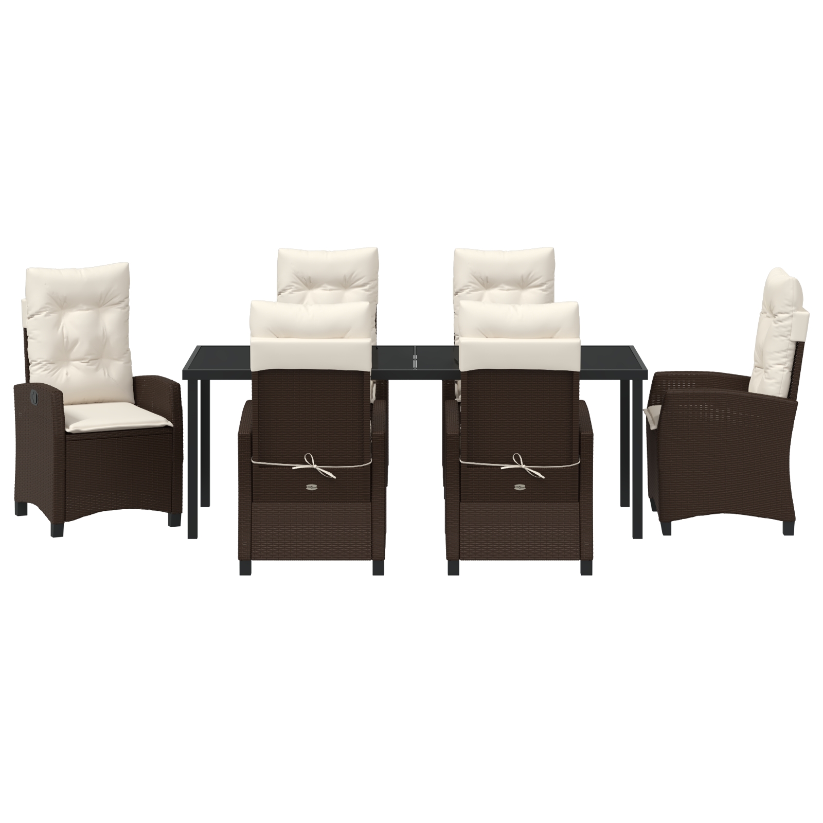 3380384 7 Set de 7 Piese pentru Servirea Cinei în Grădină cu Perne Maro Poliratan Set de 7 Piese pentru Servirea Cinei în Grădină cu Perne Maro Poliratan - imagine 7