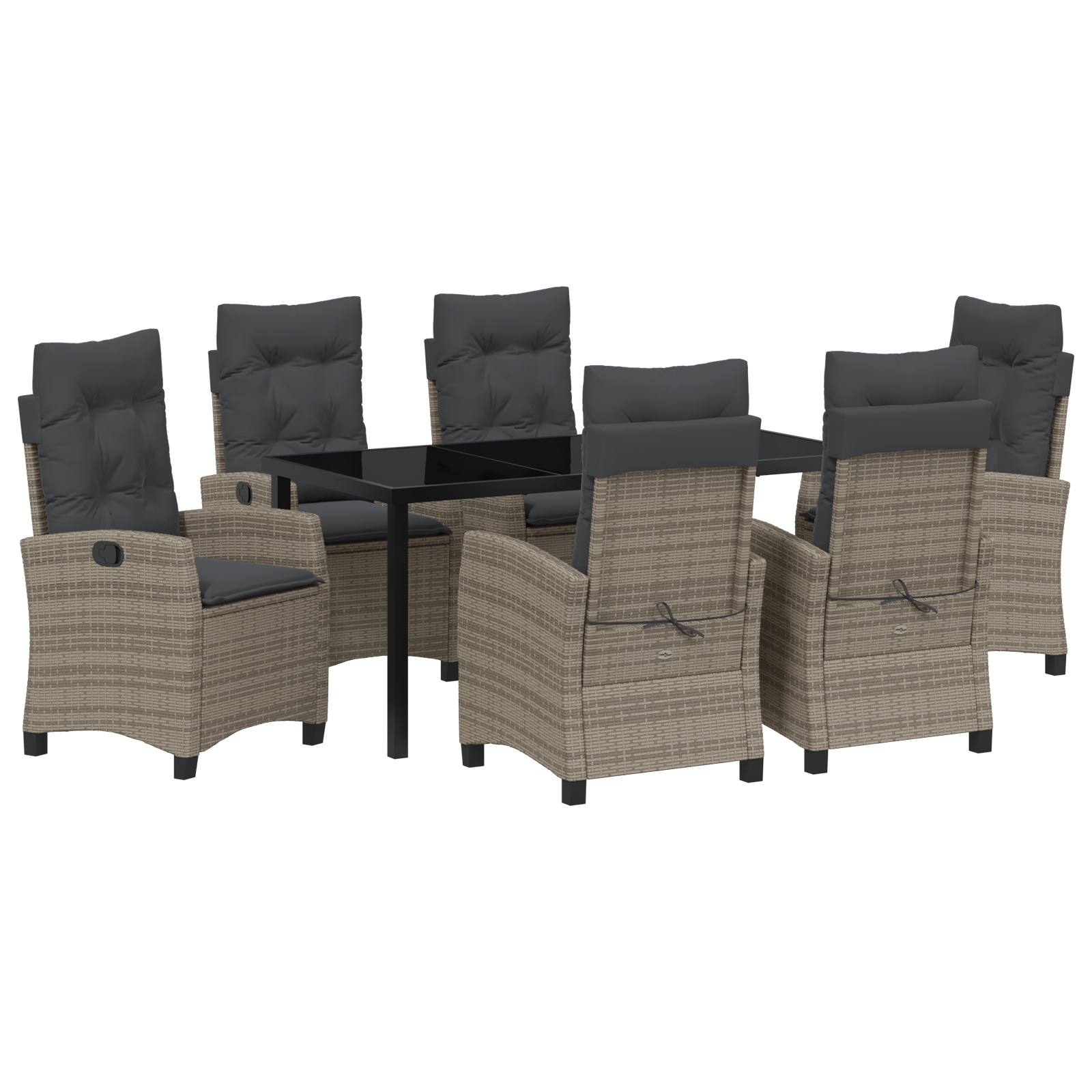 3380390 2 Set de masă pentru grădină 7 pcs Gri poliratan Set de masă pentru grădină 7 pcs Gri poliratan - imagine 2