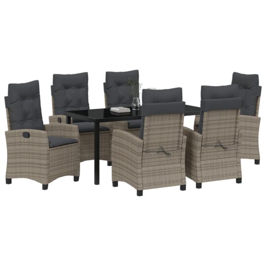 3380390 3 Set de masă pentru grădină 7 pcs Gri poliratan 3380390 3