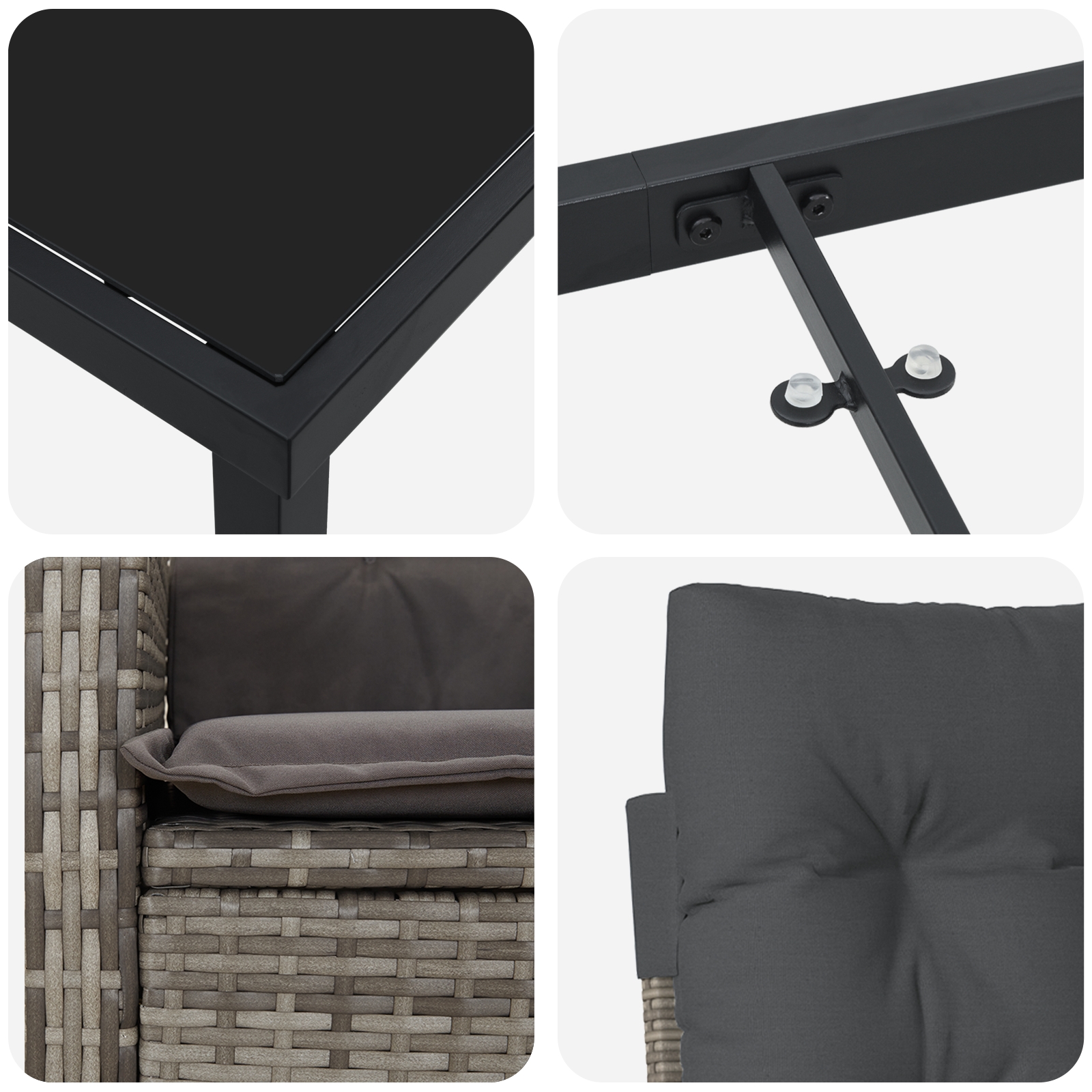 3380390 9 Set de masă pentru grădină 7 pcs Gri poliratan Set de masă pentru grădină 7 pcs Gri poliratan - imagine 9