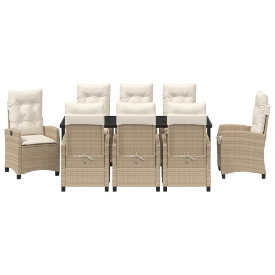 3380399 7 Set de mese de grădină de 9 piese cu perne bej din rattan poli 3380399 7