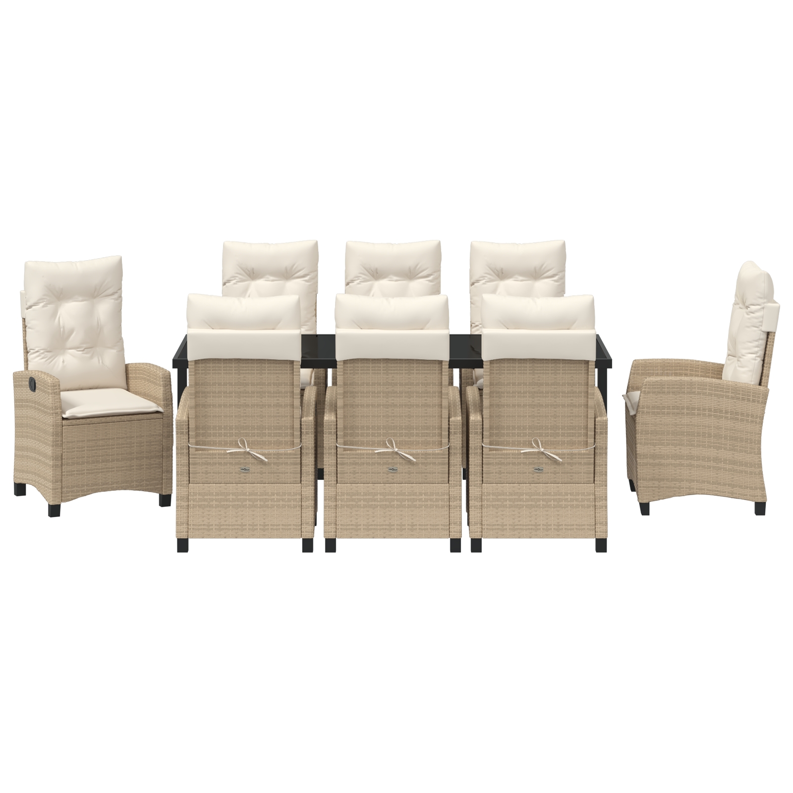 3380399 7 Set de mese de grădină de 9 piese cu perne bej din rattan poli Set de mese de grădină de 9 piese cu perne bej din rattan poli - imagine 7