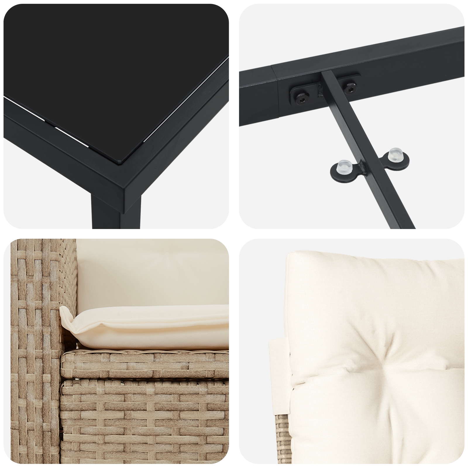 3380399 9 Set de mese de grădină de 9 piese cu perne bej din rattan poli Set de mese de grădină de 9 piese cu perne bej din rattan poli - imagine 9