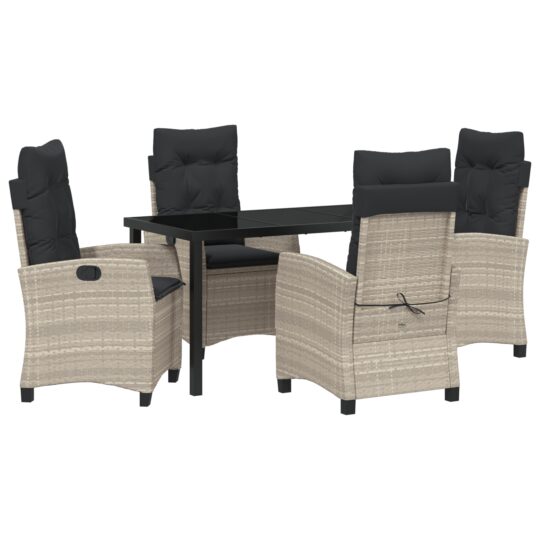 Alternative view of Set de masă pentru grădină 5 pcs Gri deschis poliratan