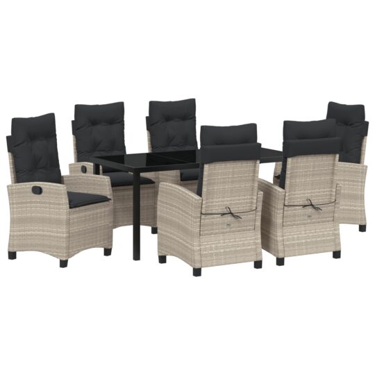 Alternative view of Set de masă pentru grădină 7 pcs Gri deschis poliratan