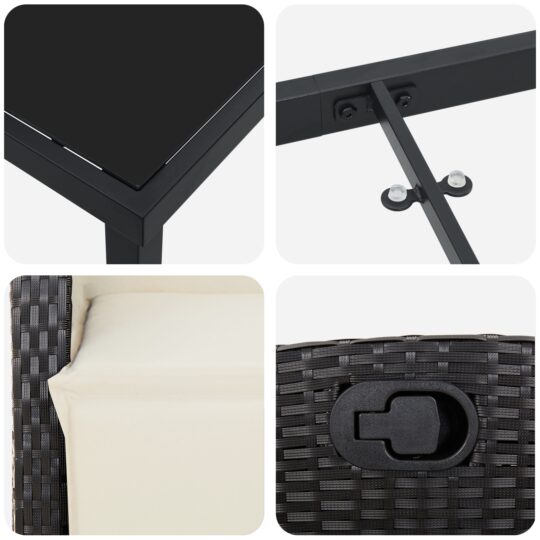 3380418 9 Set de masă pentru grădină 7 pcs Negru poliratan 3380418 9