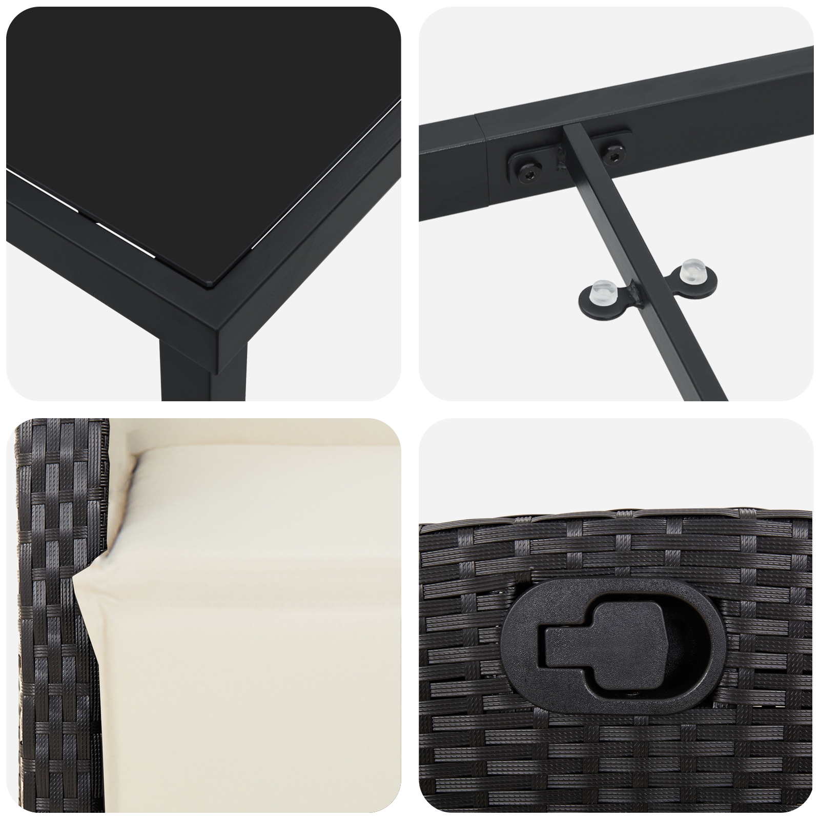 3380418 9 Set de masă pentru grădină 7 pcs Negru poliratan Set de masă pentru grădină 7 pcs Negru poliratan - imagine 9