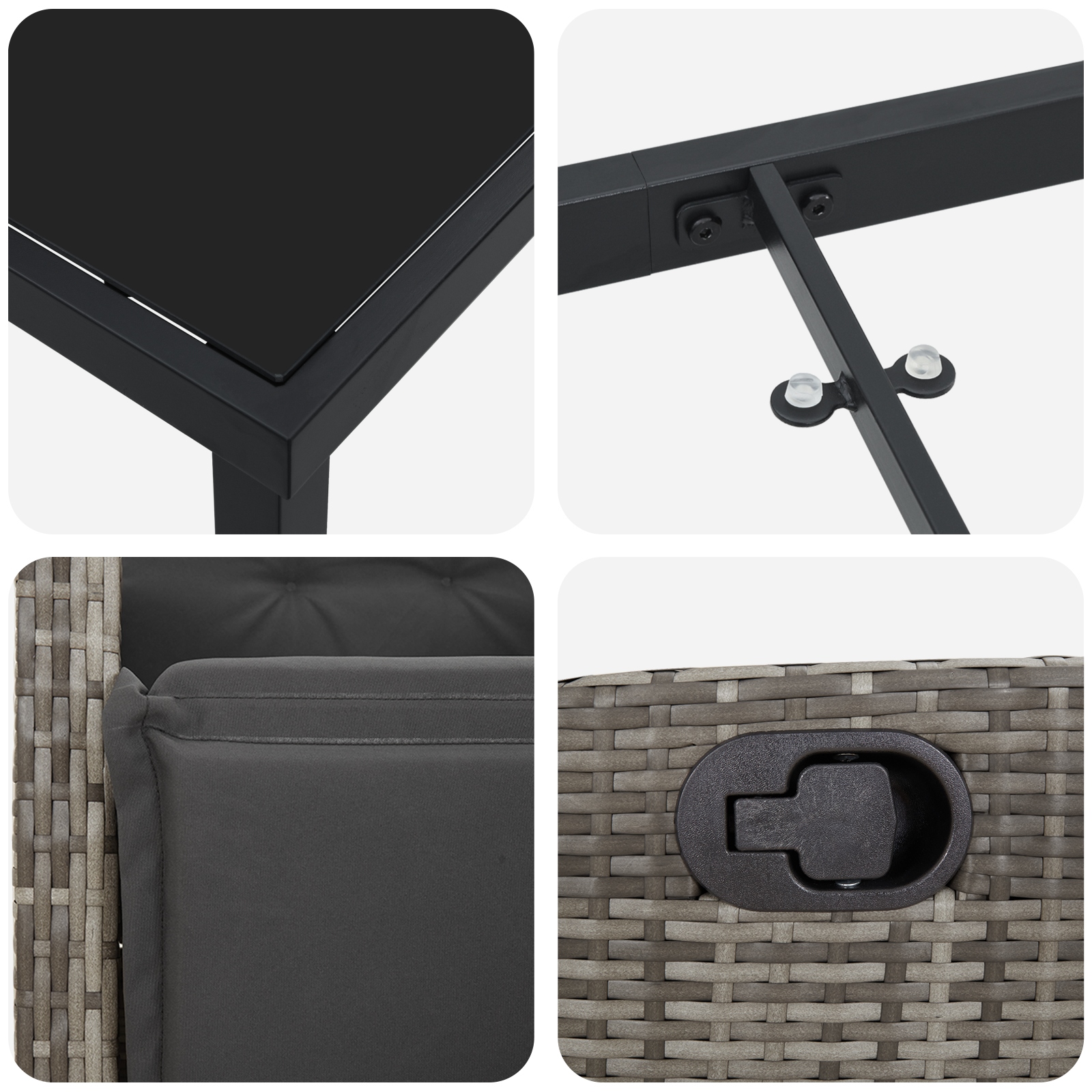 3380439 9 Set de masă pentru grădină 7 pcs Gri poliratan Set de masă pentru grădină 7 pcs Gri poliratan - imagine 9