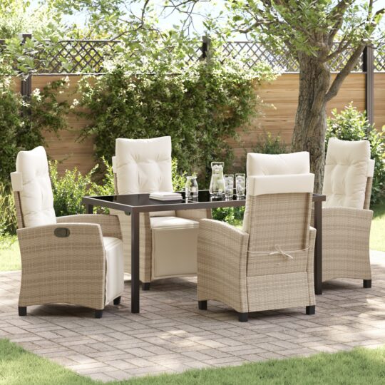 Set de masă pentru grădină 5 pcs Bej poliratan