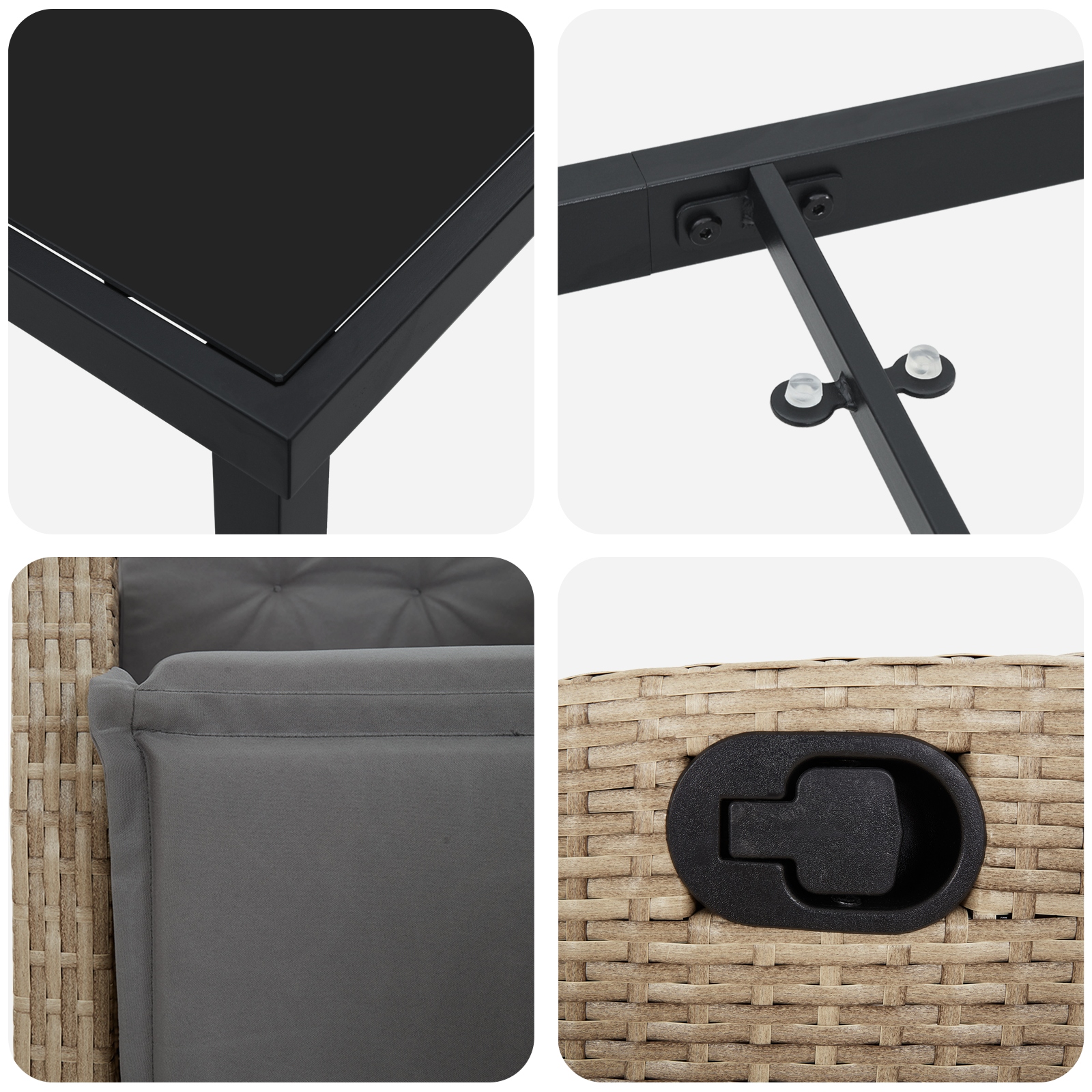 3380455 9 Set de Dining de Grădină 9 Piese Bej Ratan Polimer Set de Dining de Grădină 9 Piese Bej Ratan Polimer - imagine 9