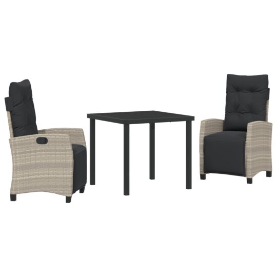 Alternative view of Set de masă pentru grădină 3 pcs Gri deschis poliratan