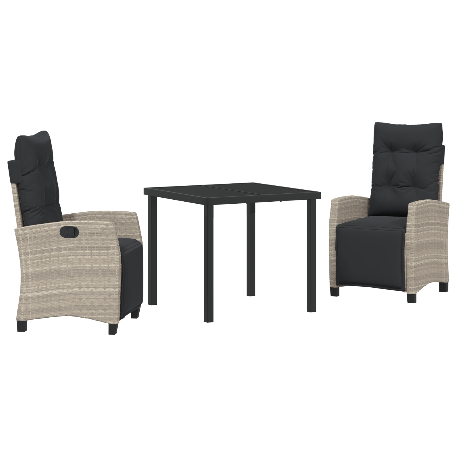 3380456 2 Set de masă pentru grădină 3 pcs Gri deschis poliratan Set de masă pentru grădină 3 pcs Gri deschis poliratan - imagine 2