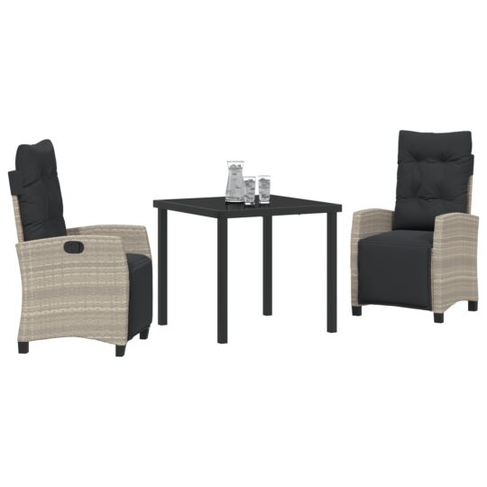 3380456 3 Set de masă pentru grădină 3 pcs Gri deschis poliratan 3380456 3