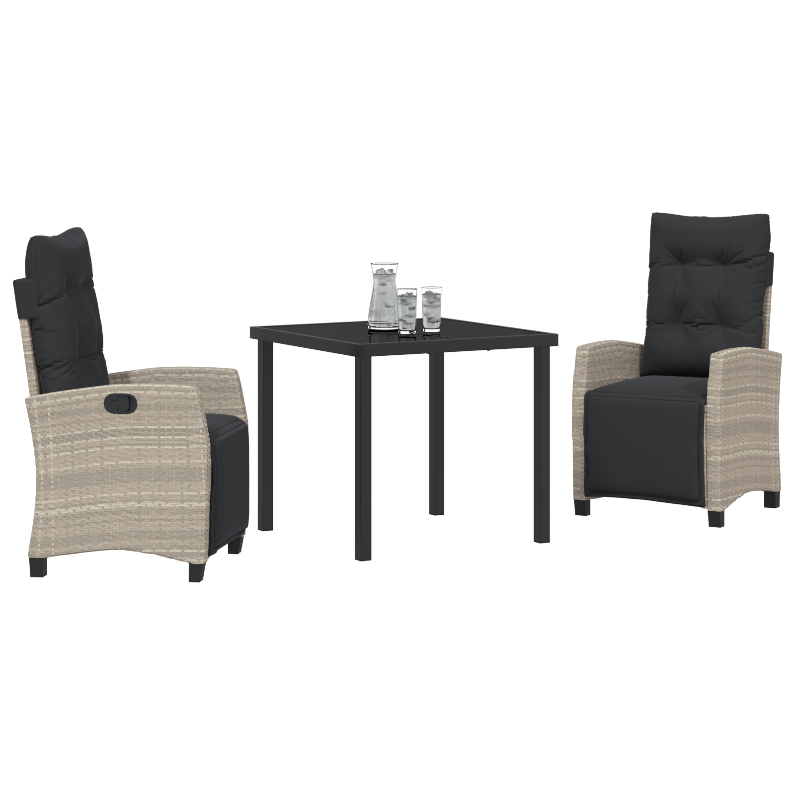 3380456 3 Set de masă pentru grădină 3 pcs Gri deschis poliratan Set de masă pentru grădină 3 pcs Gri deschis poliratan - imagine 3