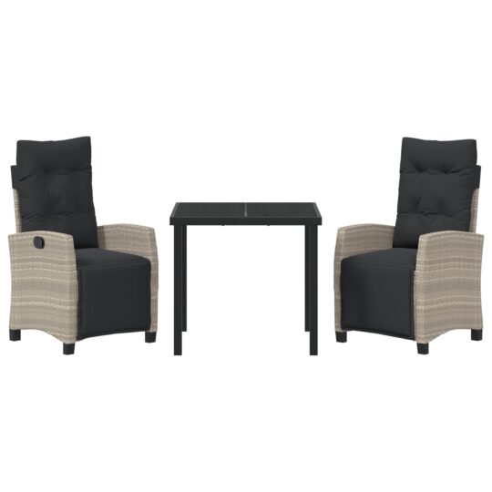 3380456 7 Set de masă pentru grădină 3 pcs Gri deschis poliratan 3380456 7