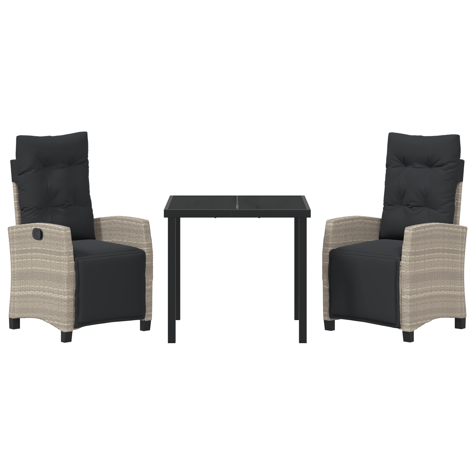 3380456 7 Set de masă pentru grădină 3 pcs Gri deschis poliratan Set de masă pentru grădină 3 pcs Gri deschis poliratan - imagine 7