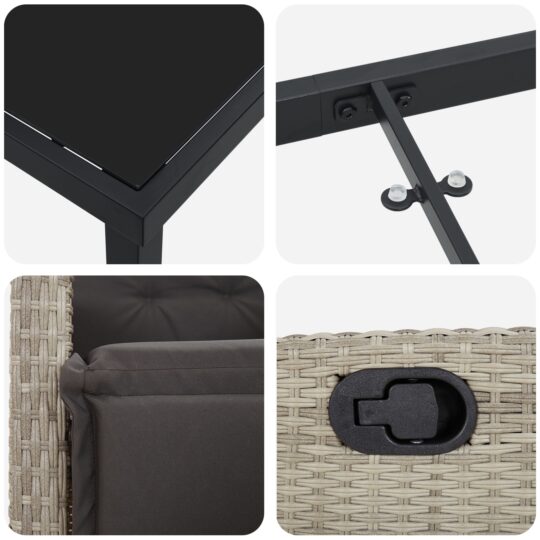 3380456 9 Set de masă pentru grădină 3 pcs Gri deschis poliratan 3380456 9