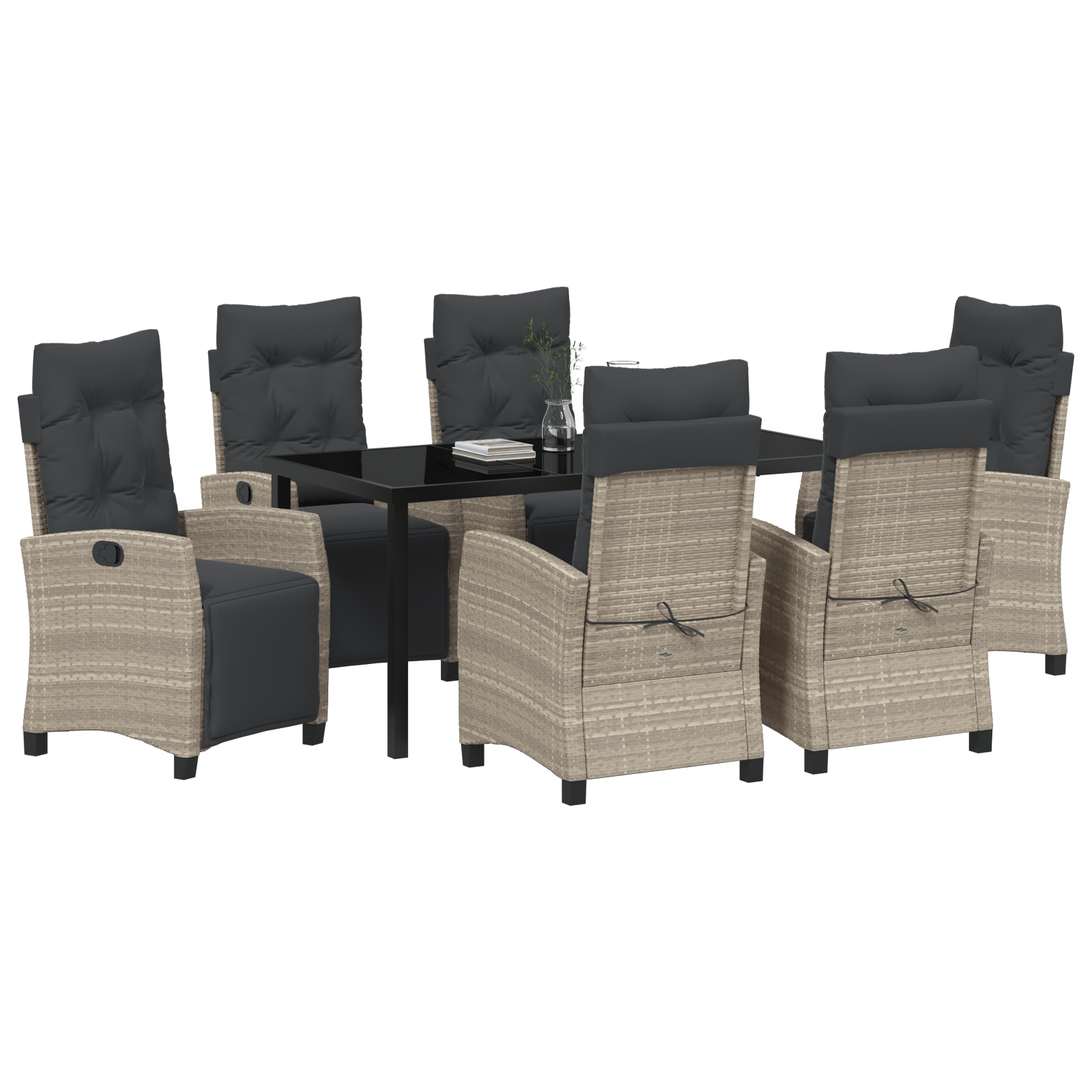 3380460 3 Set de masă pentru grădină 7 pcs Gri deschis poliratan Set de masă pentru grădină 7 pcs Gri deschis poliratan - imagine 3