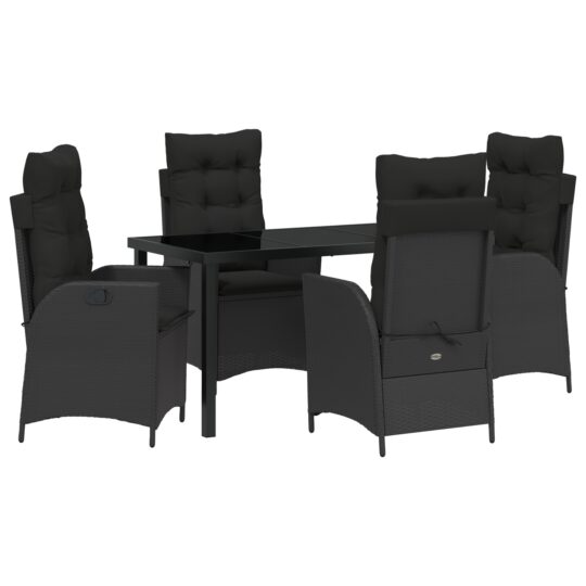Alternative view of Set de masă pentru grădină 5 pcs Negru poliratan