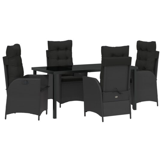 Alternative view of Set de masă pentru grădină 5 pcs Negru poliratan