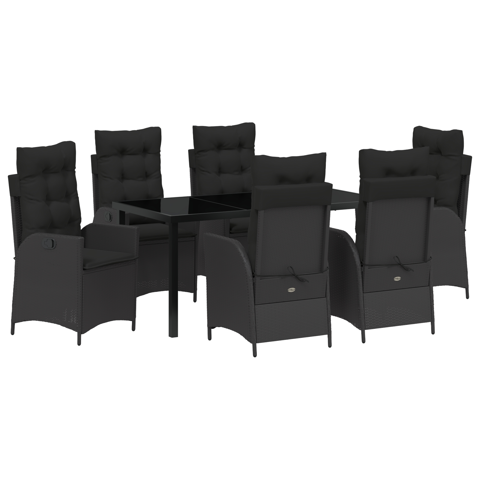 3380488 2 Set de masă pentru grădină 7 pcs Negru poliratan Set de masă pentru grădină 7 pcs Negru poliratan - imagine 2