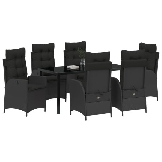 3380488 3 Set de masă pentru grădină 7 pcs Negru poliratan 3380488 3
