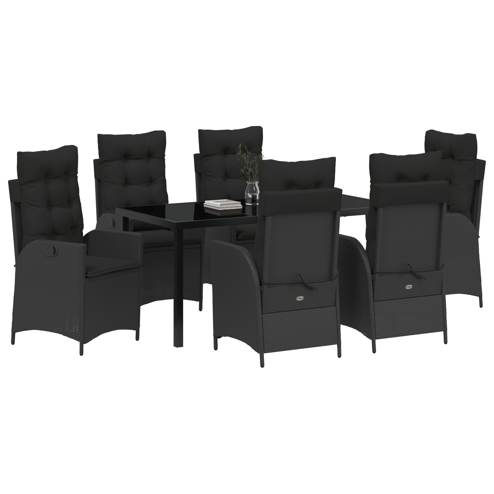 3380488 3 Set de masă pentru grădină 7 pcs Negru poliratan Set de masă pentru grădină 7 pcs Negru poliratan - imagine 3