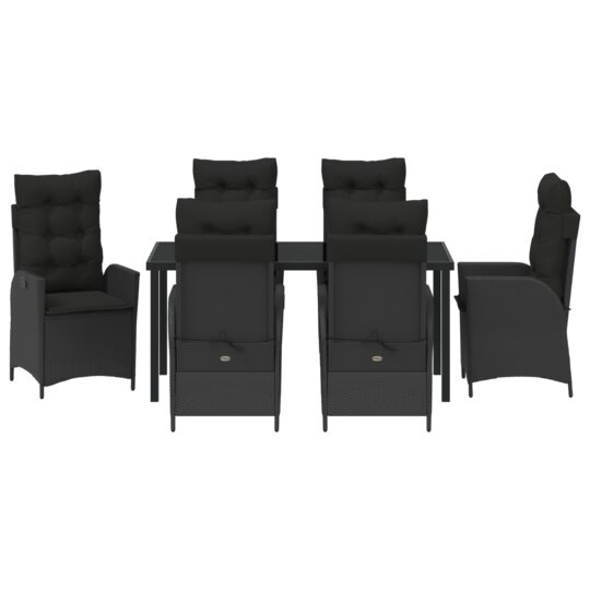 3380488 7 Set de masă pentru grădină 7 pcs Negru poliratan 3380488 7