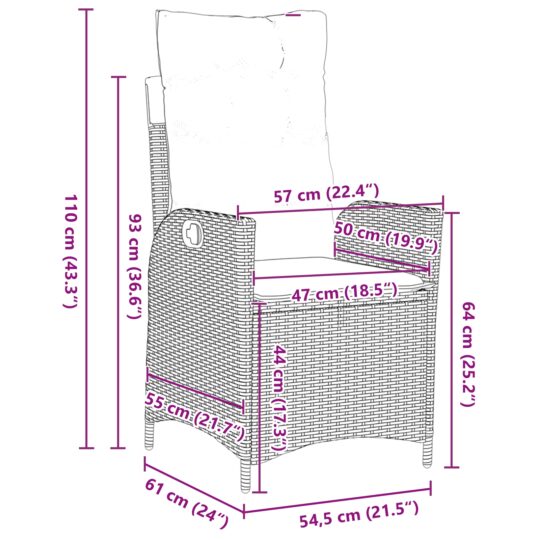 3380493 10 Set de masă pentru grădină 5 pcs Maro poliratan 3380493 10